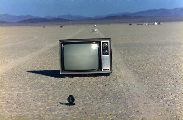 Television Set on Playa. Burning Man 1993